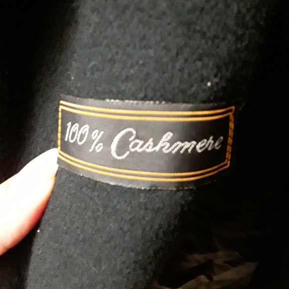 Black Perry Ellis Cashmere Wool Trench Coat - Picture 2 of 8